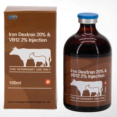 Iron Dextran 20% Veterinary Drug Injectable &amp; Vb12 2% 100ml For Animals Iron Deficiency