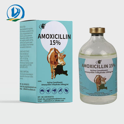 GMP Factory Supply Animal Medicine Amoxicillin Injection 15% for Dog Cattle Cat Sheep