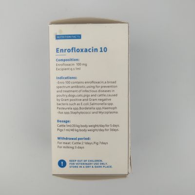 Veterinary Injectable Drugs 100mg/ML Enrofloxacin 10% Oral Solution For Dogs
